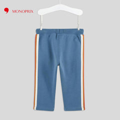 MONOPRIX BLUE ZIPPED TEDDY COLLAR WITH STRIPED SWEATSHIRT 2 PCS SET