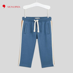 MONOPRIX BLUE ZIPPED TEDDY COLLAR WITH STRIPED SWEATSHIRT 2 PCS SET