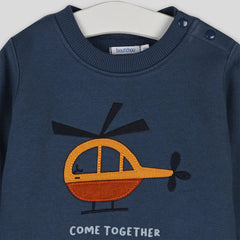 MONOPRIX BLUE KIDS HELICOPTER PRINTED SWEATSHIRT