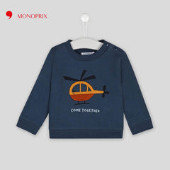 MONOPRIX BLUE KIDS HELICOPTER PRINTED SWEATSHIRT