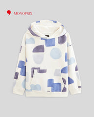 MONOPRIX BLUE PRINTED SWEATSHIRT WITH HOOD