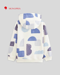 MONOPRIX BLUE PRINTED SWEATSHIRT WITH HOOD