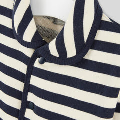MONOPRIX BLUE STRIPED CARDIGAN WITH PETER PAN COLLAR