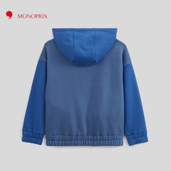 MONOPRIX BLUE TRICOLOR ZIPPED HOODIE