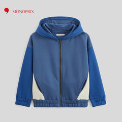 MONOPRIX BLUE TRICOLOR ZIPPED HOODIE