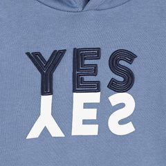 MONOPRIX BLUE YES PRINTED ORGANIC COTTON HOODIE