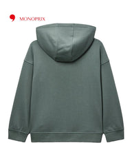 MONOPRIX BOYS GREEN COTTON ZIP HOODIE