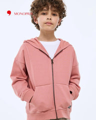 MONOPRIX BOYS PINK COTTON ZIP HOODIE
