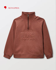 MONOPRIX BRICK RED TRUCKER COLLAR SWEATSHIRT