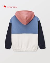 MONOPRIX COTTON TRICOLOR ZIPPER HOOD