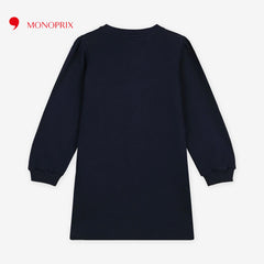 MONOPRIX DARK BLUE ALWAYS HAPPY LONG SWEATSHIRT