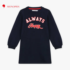 MONOPRIX DARK BLUE ALWAYS HAPPY LONG SWEATSHIRT