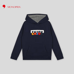 MONOPRIX DARK BLUE ENJOY EMBROIDERED HOODIE