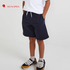 MONOPRIX DARK BLUE FLEECE BERMUDA SHORTS