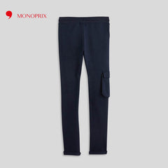 MONOPRIX DARK BLUE FLEECE PATCH POCKET TROUSER FOR BOYS