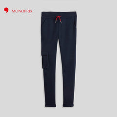 MONOPRIX DARK BLUE FLEECE PATCH POCKET TROUSER FOR BOYS