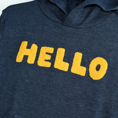 MONOPRIX DARK BLUE HELLO EMBOSSED HOODIE