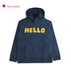 MONOPRIX DARK BLUE HELLO EMBOSSED HOODIE