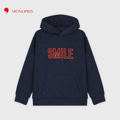 MONOPRIX DARK BLUE SMILE EMBROIDERED HOODIE
