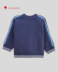 MONOPRIX DARK BLUE ZIP UP TEDDY COLLAR SWEATSHIRT