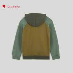 MONOPRIX DARK GREEN TOW TONE HOODIE WITH BELLEY POCKET