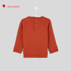 MONOPRIX DARK ORANGE FOX EMBROIDERED SWEATSHIRT