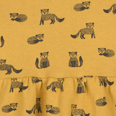 MONOPRIX DARK YELLOW FOX PRINTED FLEECE DRESS