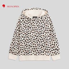MONOPRIX LIGHT BEIGE CHEETA PRINTED HOOD