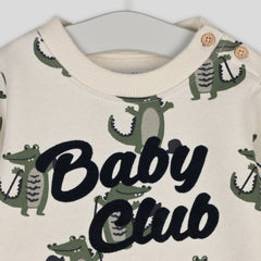 MONOPRIX ECRU CROCODILE MOTIF PRINTED COTTON SWEATSHIRT