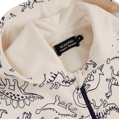 MONOPRIX ECRU DINO PRINTED ZIPPER HOOD