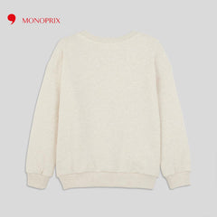 MONOPRIX ECRU EMBROIDERED RAINBOW SWEATSHIRT