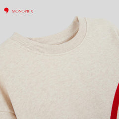 MONOPRIX ECRU EMBROIDERED RAINBOW SWEATSHIRT