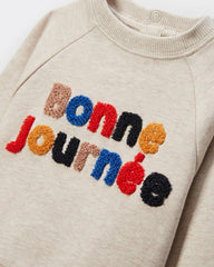 MONOPRIX ECRU EMBROIDERED SWEATSHIRT