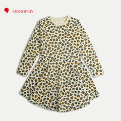 MONOPRIX ECRU LEOPARD PATTERN DRESS