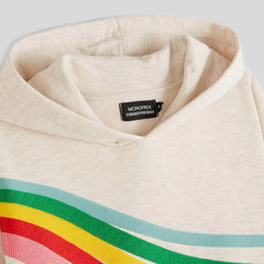 MONOPRIX ECRU RAINBOW EMBROIDERED HOODIE