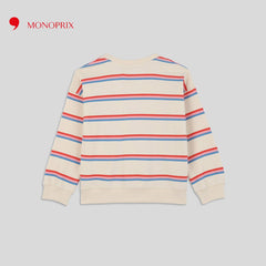 MONOPRIX ECRU RED STRIPED SWEATSHIRT T31650130