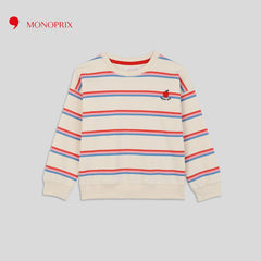 MONOPRIX ECRU RED STRIPED SWEATSHIRT T31650130