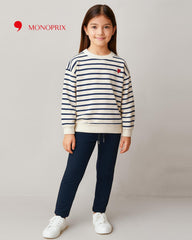 MONOPRIX ECRU STRIPED ORGANIC SWEATSHIRT 2 PCS SET