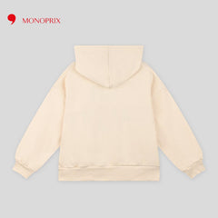 MONOPRIX ECRU SUNSHINE EMBROIDERED HOODIE