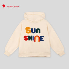 MONOPRIX ECRU SUNSHINE EMBROIDERED HOODIE