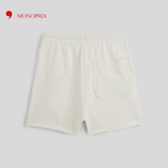 MONOPRIX GIRLS NATURAL WHITE PLAIN FLEECE SHORTS