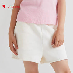 MONOPRIX GIRLS NATURAL WHITE PLAIN FLEECE SHORTS