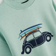MONOPRIX GREEN CAR PRINTED SWEATSHIRT