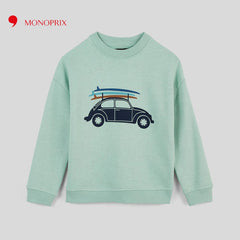 MONOPRIX GREEN CAR PRINTED SWEATSHIRT