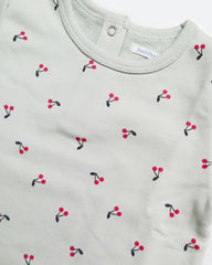 MONOPRIX GREEN CHERRY PRINTED TOP