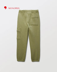 MONOPRIX GREEN COTTON CARGO JOGGER TROUSER