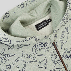 MONOPRIX GREEN DINO PRINTED ZIPPER HOOD