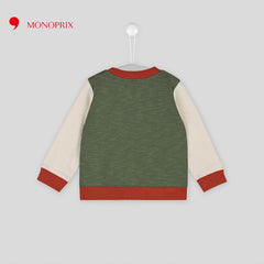 MONOPRIX GREEN ECRU NICE PRINTED SWEATSHIRT