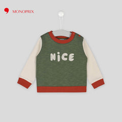 MONOPRIX GREEN ECRU NICE PRINTED SWEATSHIRT