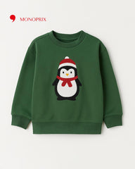 MONOPRIX GREEN EMBOIDERED PENGUIN SWEATSHIRT